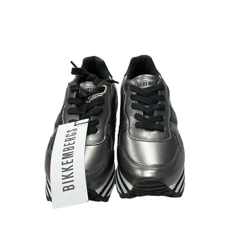 NWT Bikkembergs Sneakers Womens Size 36 Gunmetal Platform Sporty Luxe